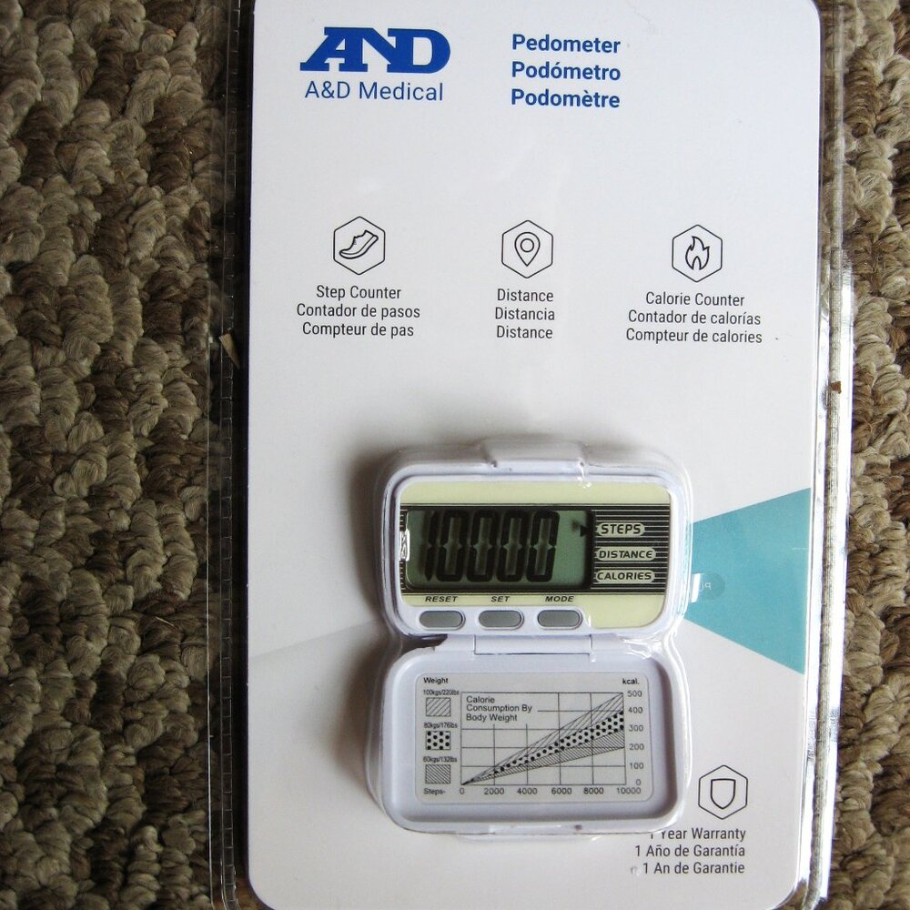A&D MEDICAL Pedometer Step & Calorie Counter Model XL15 Brand New SEALED.